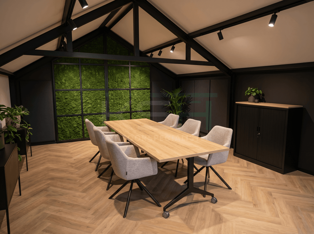 Inklapbare en verrijdbare Vergadertafel recht 120x80cm Zwart Natuur eiken