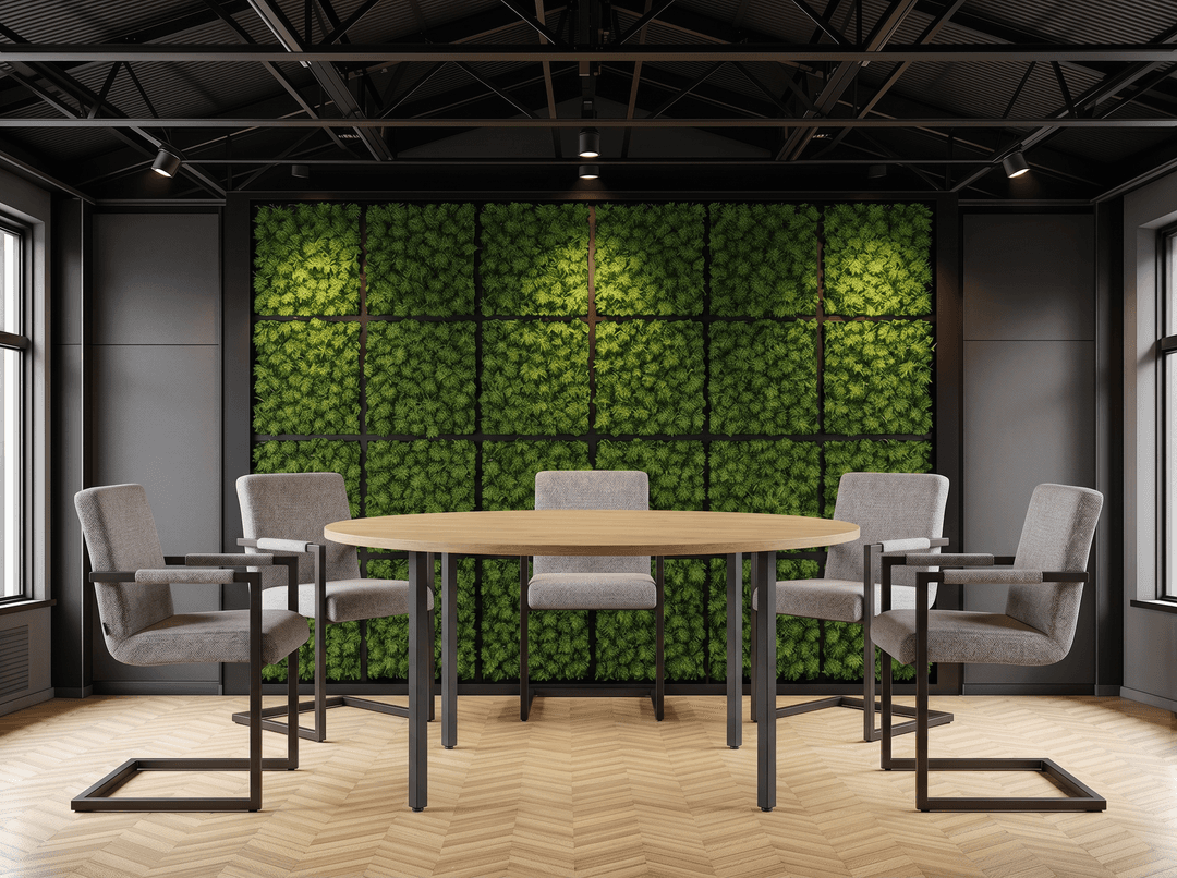 Ronde Goedkope 4-poots Kantinetafel Ø120cm Zwart Natuur eiken