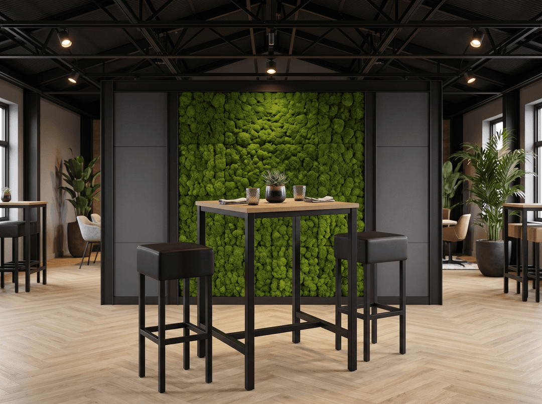 4-poots Bartafel vierkant 80x80cm Zwart Natuur eiken