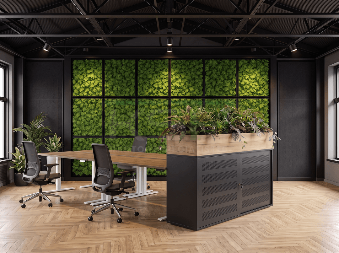 Schuifdeurkast Zwart 100 x 166 x 40 cm Met plantenbak Natuur eiken