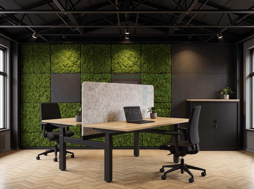 Akoestisch scherm – Opzetscherm duo bureau – 120cm, 59cm, Zwart, 03 Anthracite