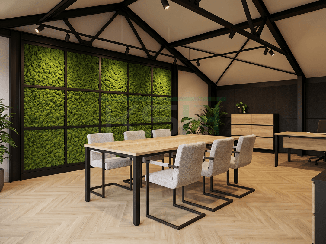 Budget 4-poots Kantinetafel recht 120x80cm Zwart Natuur eiken