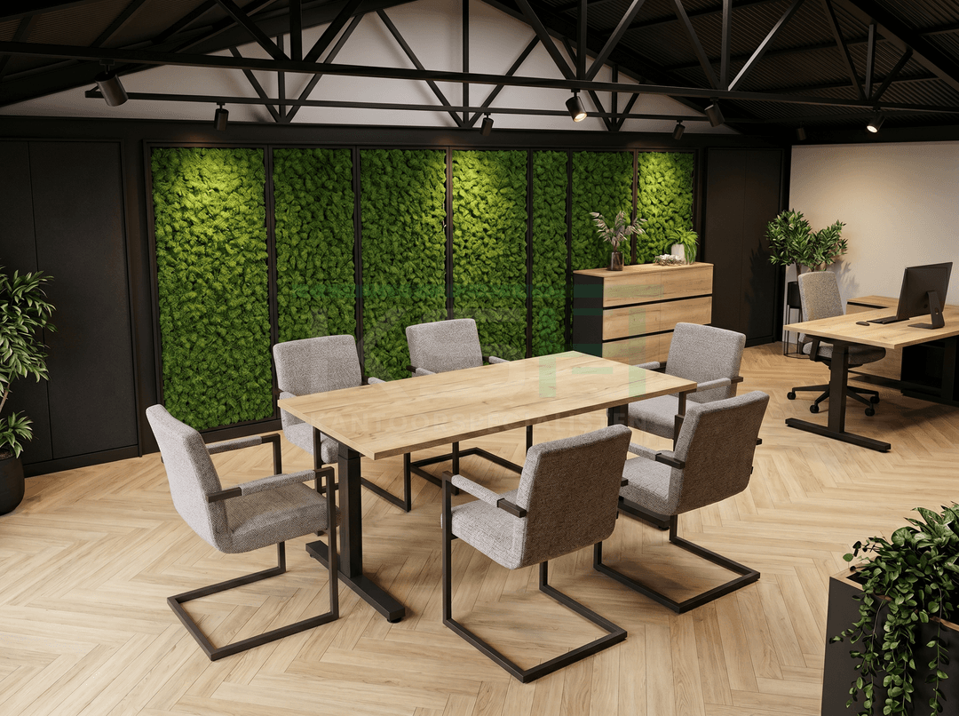 Vamo T-poot Vergadertafel recht 120x80cm Zwart Natuur eiken