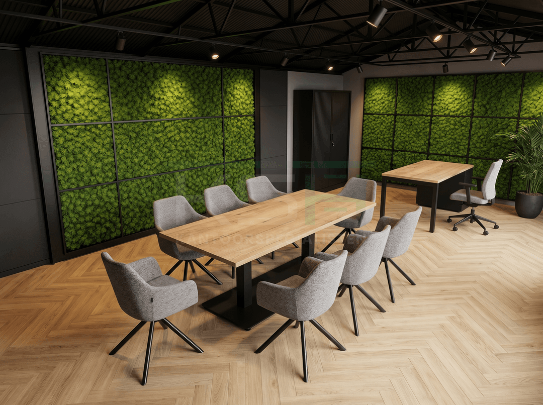 Kolompoot Kantinetafel recht 120x80cm Zwart Natuur eiken