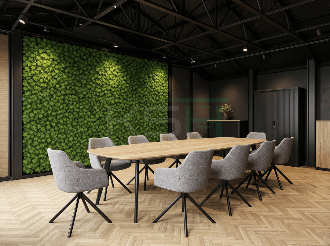 Real-poot Vergadertafel Deens Ovaal 240x120cm Zwart - Natuur eiken