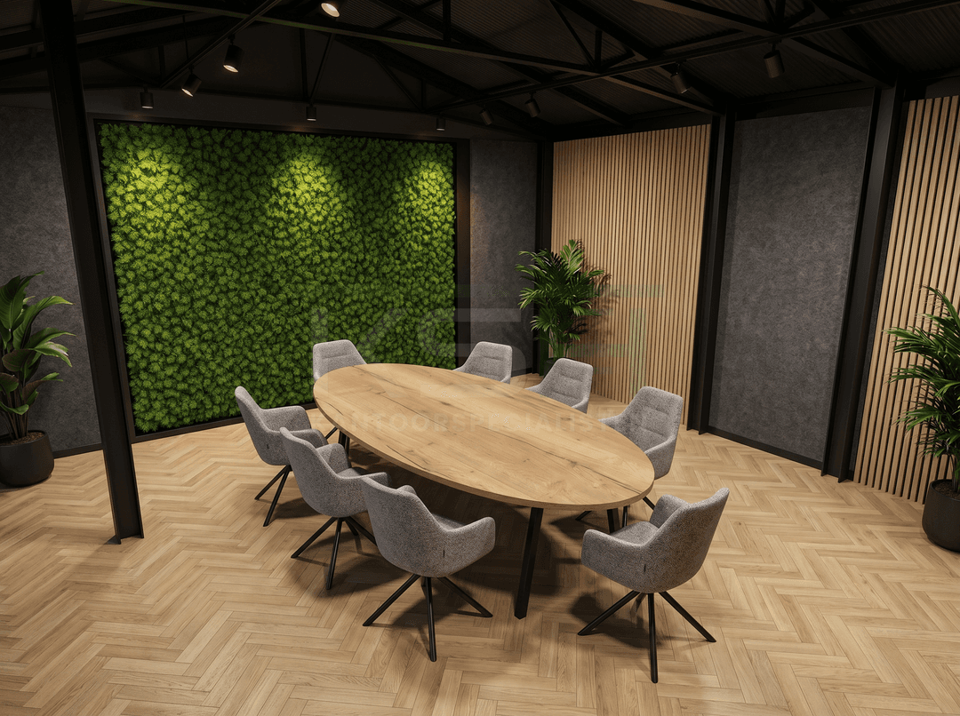V-poot Vergadertafel Ovaal 220x110cm Zwart - Natuur eiken