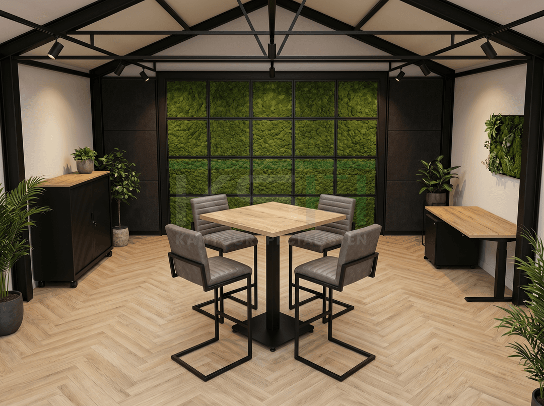 Kolompoot Bartafel vierkant 80x80cm Zwart Natuur eiken
