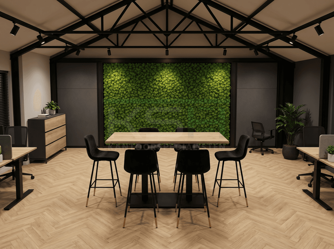 Kolompoot Statafel recht 120x80cm Zwart Natuur eiken