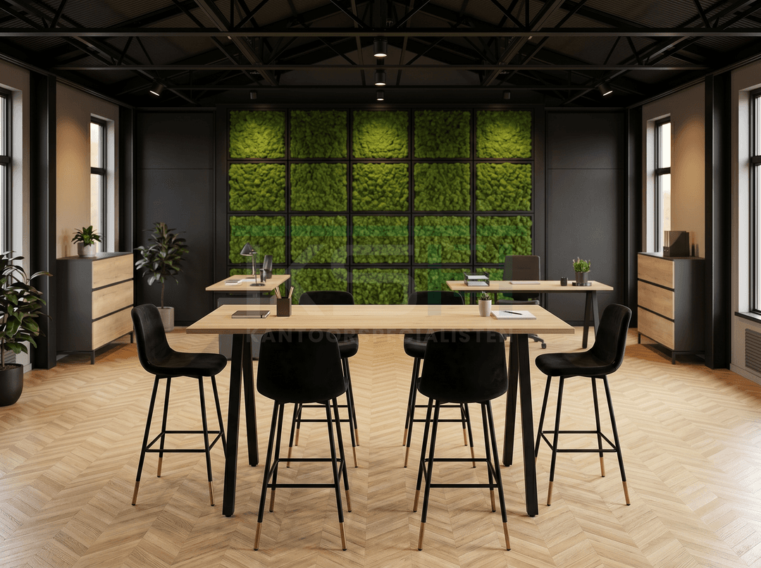 V-poot Hoge tafel recht 120x80cm Zwart Natuur eiken