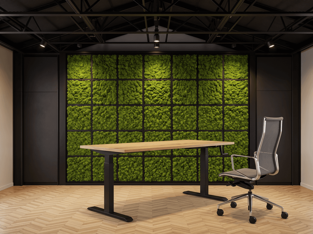 Zit-Sta Bureau Slinger Verstelbaar 120x80cm Zwart - Natuur eiken