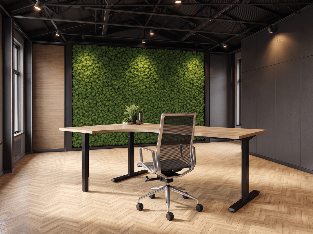 Vamo T-poot Wingbureau 180x120cm (met ronde hoek) Zwart Natuur eiken Hoek links