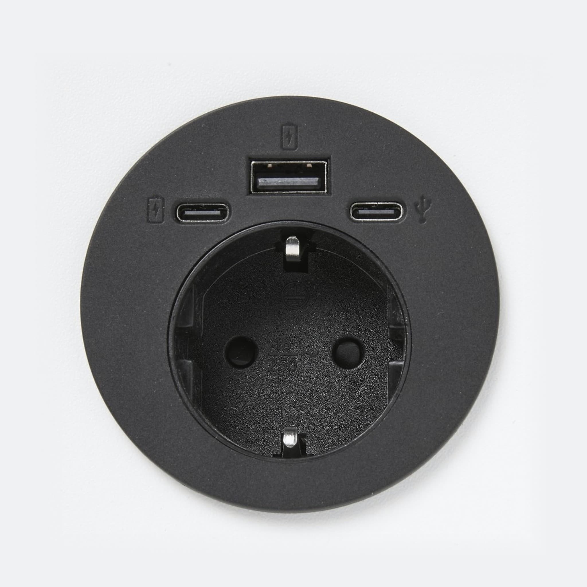 Inbouw powerbox Ø6 cm — Zwart