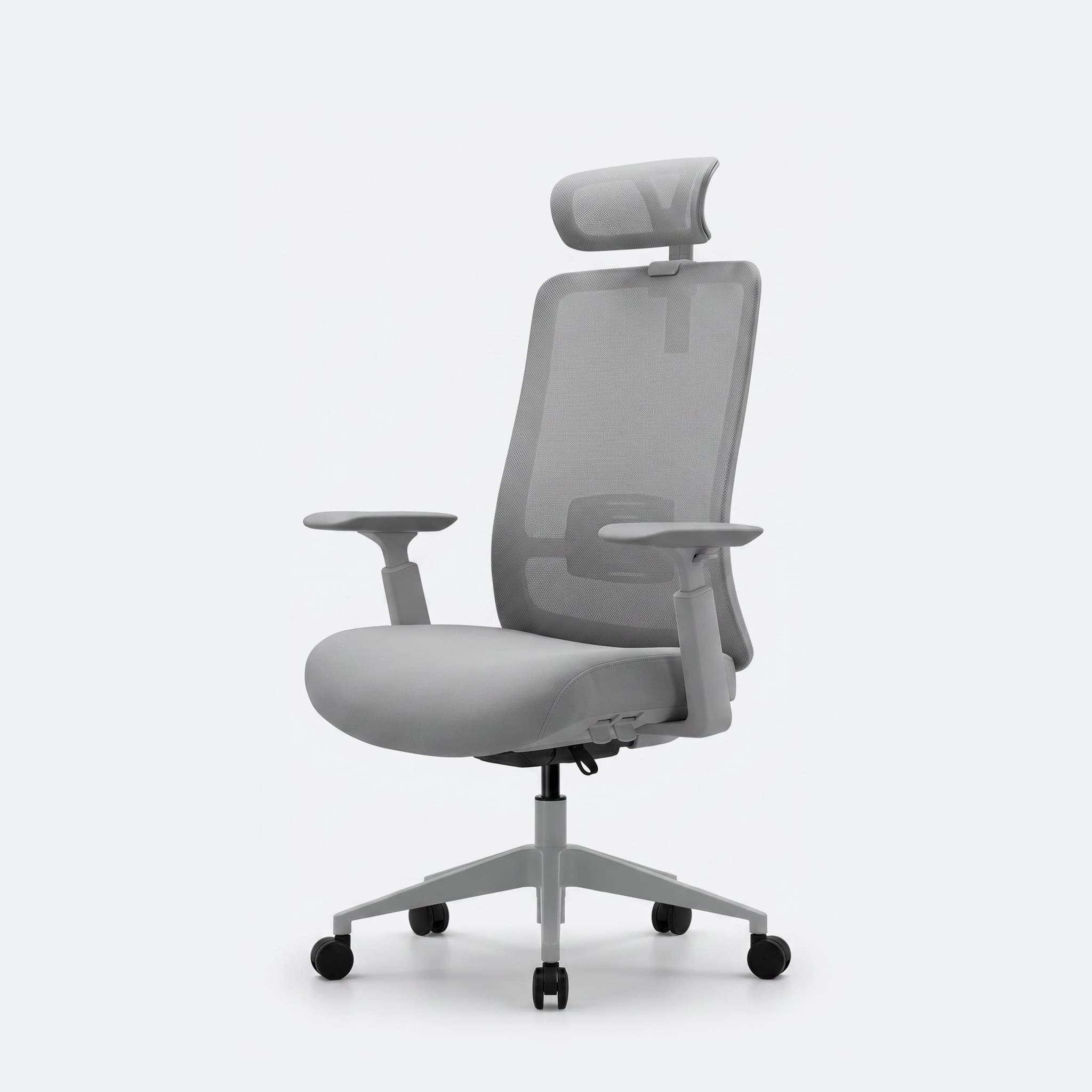 Ergonomische bureaustoel 'Bowie' — Met hoofdsteun · Grijs