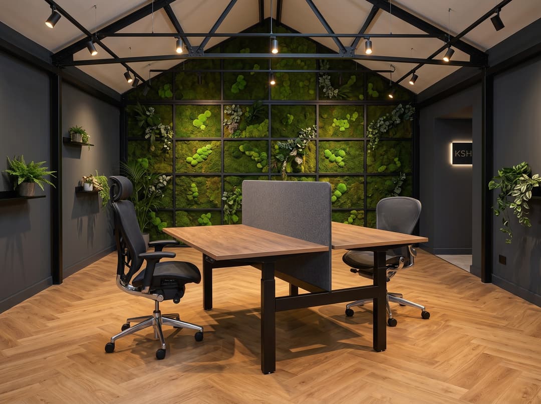 Zit-sta duo-bureau elektrisch 'Professional' – Hickory Noten, Met scheidingswand 59cm hoog (hoogte vanaf vloer 110cm), Zwart , 140x80cm, 03 Anthracite