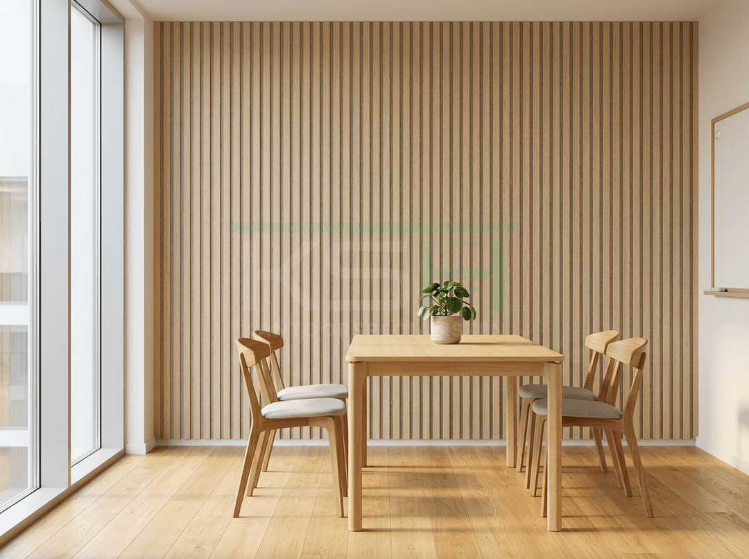 Akupanel Akoestisch Wandpaneel – Eiken op zandkleurig vilt – 260x30 cm